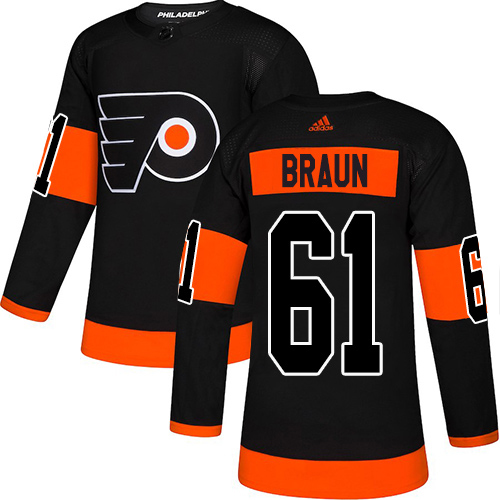 Adidas Philadelphia Flyers #61 Justin Braun Black Alternate Authentic Stitched Youth NHL Jersey
